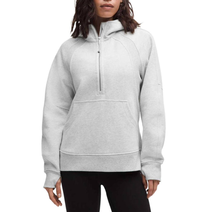 Lululemon Scuba Series Half Zip Hoodie Long Sweatshirt Women's Super Light Gray Heathered Core Ultra Light Gre
