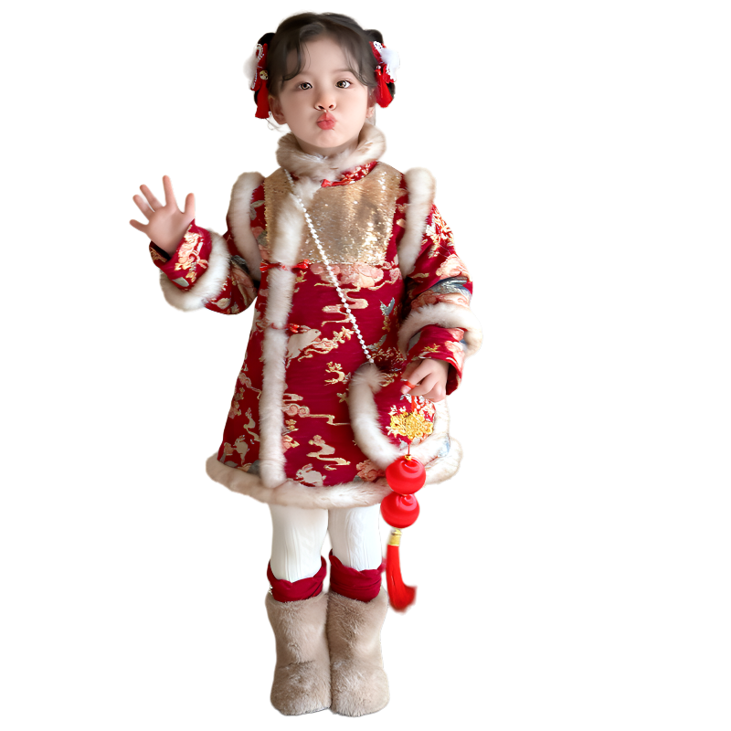 Lanza Kids' Cheongsam Red Children Aged 3 7 Years Old