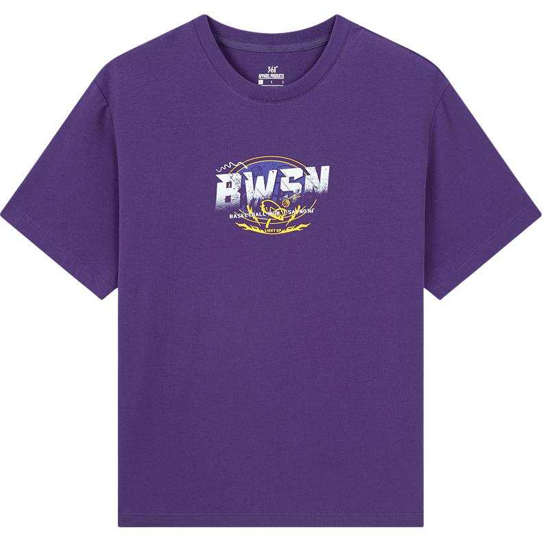 361° T Shirts Men's Black Goji Berry Purple Crew Neck Thin Straight Fit