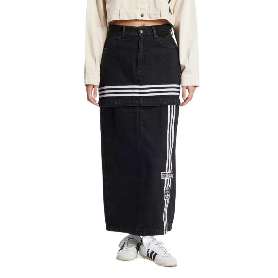Adidas Originals Denim Long Skirt Women's Denim Black