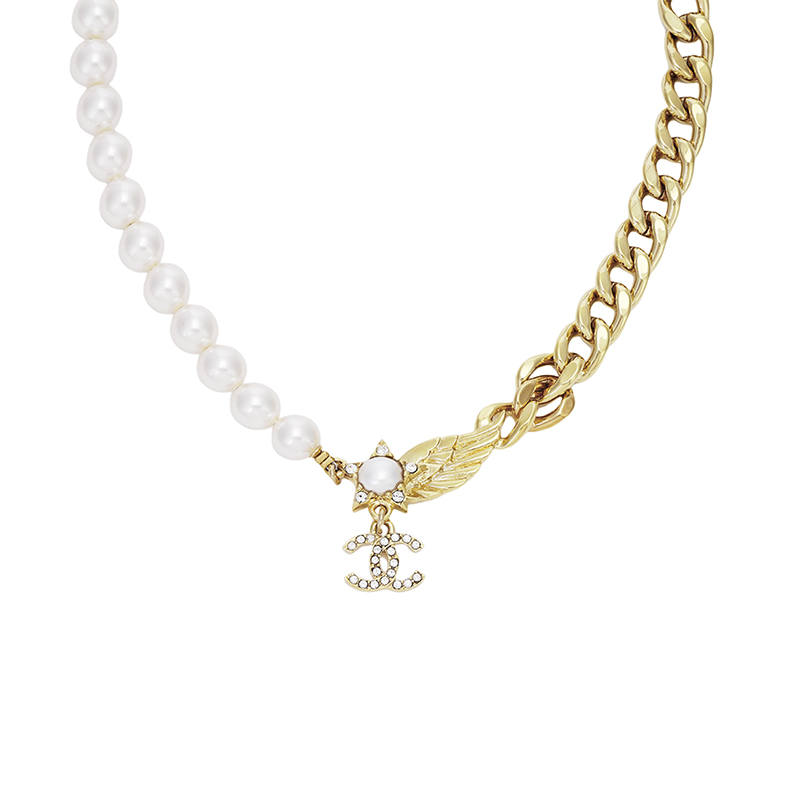 CHANEL Metal, Artificial Pearl, Rhinestone Necklaces Women's Gold
