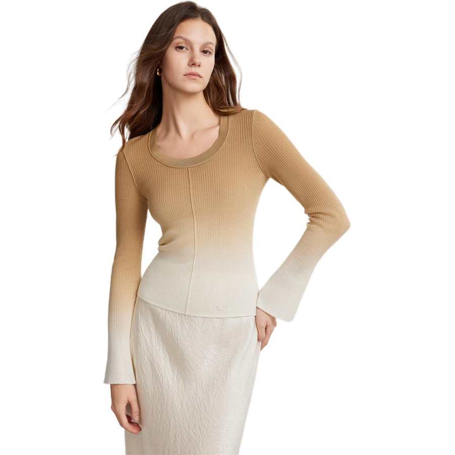 ELLE Sweaters Women's Coffee Crew Neck Moderate Other