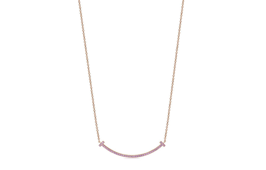 TIFFANY & CO. Pre Owned 2010s 18K White Gold Small T Smile Sapphire Necklace