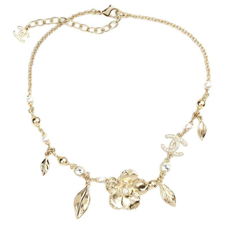 CHANEL 24B Metal, Rhinestone, Artificial Pearl, Crystal Necklaces Women's Gold