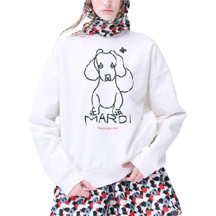 MARDI MERCREDI Maltese FW24 SWEATSHIRT DDANJI CH.02_WHITE BLACK Mardi Sweatshirt Korean Style Women's White/Black
