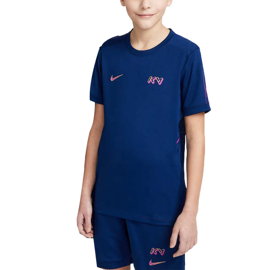 Nike Nike Dri Fit T Shirt Blue Void/Blue Void/Vibrant Purple/Metal Gold Teenagers