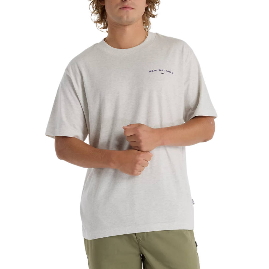 New Balance New Balance T Shirts Men's Heather Cool Gray Crew Neck Moderate Straight Fit