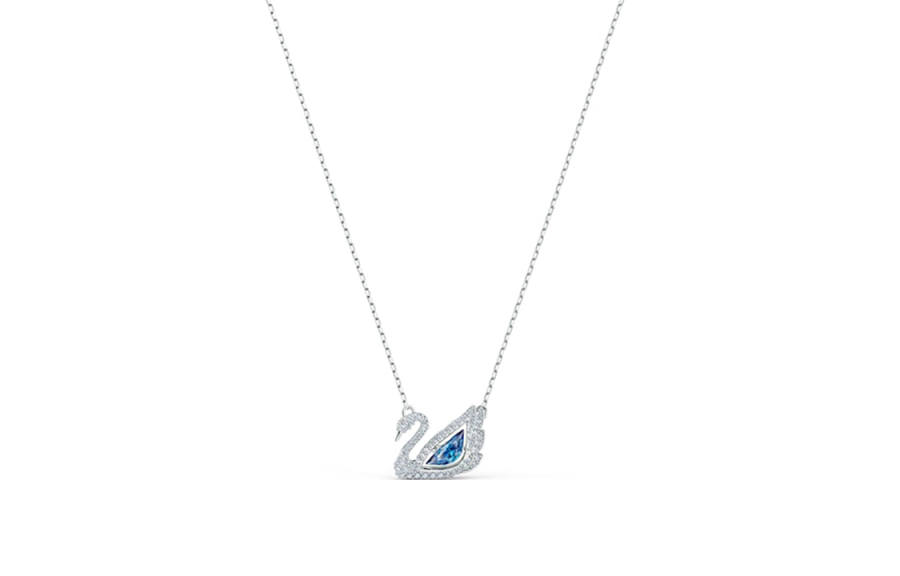 Swarovski Rhodium Plated, Faux Crystal Stone Swan Necklaces Women's Blue