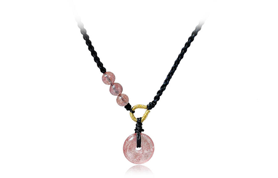 Muyan Strawberry Quartz Peace Buckle Necklace Women's