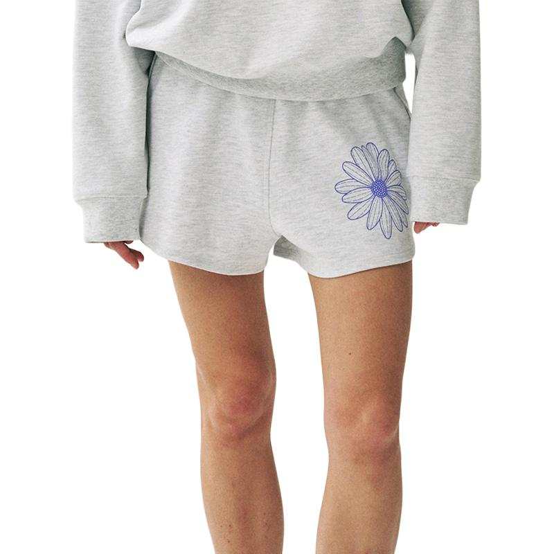 MARDI MERCREDI SS25 MINI SWEAT SHORTS FLOWER_HEATHER PURPLE Casual Shorts Korean Style Women's Heather Purple
