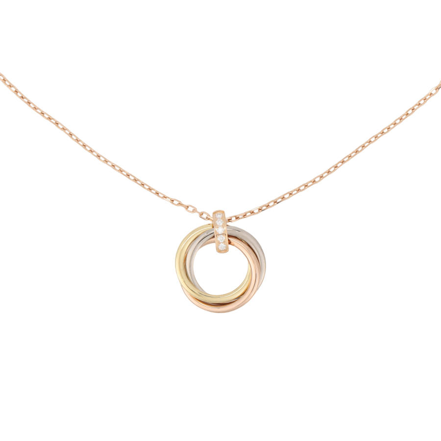 CARTIER Trinity Series 18K Gold Diamond Necklaces Unisex Rose Gold