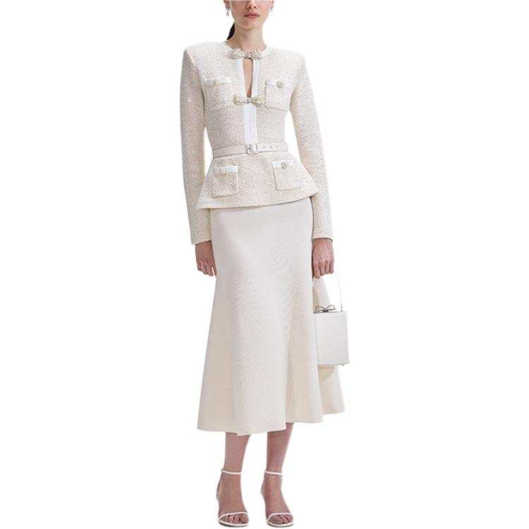Self-portrait Self portrait Long Sleeved Dress Women's Ivory White