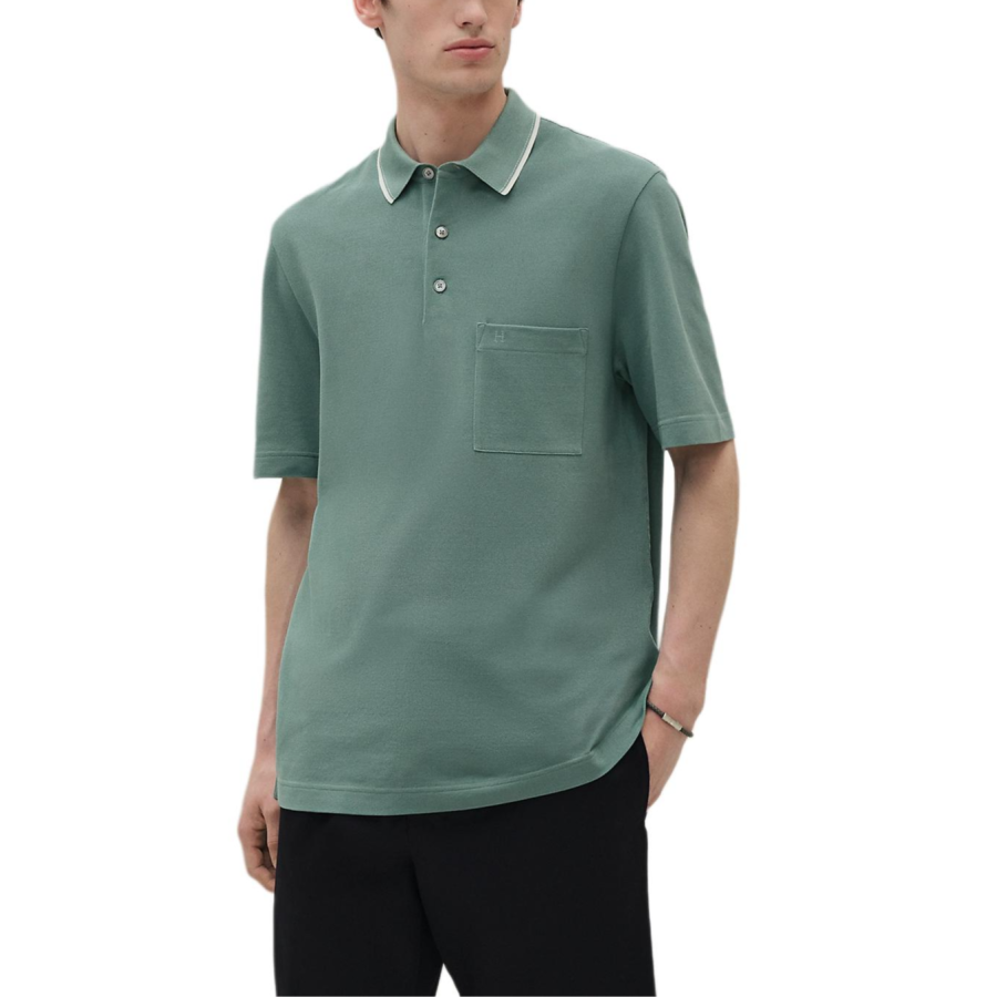 HERMES HERMES FW25 Polo Shirt Men's Celadon Blue