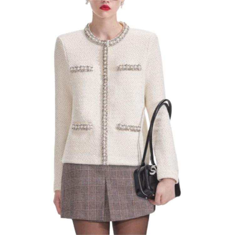 Self-portrait Pearl-embellished Cardigan