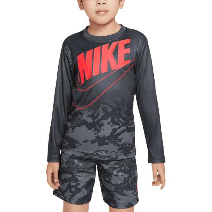 Nike Nike Logo Crew Neck Long Sleeved T Shirt T Shirt Black Kids'