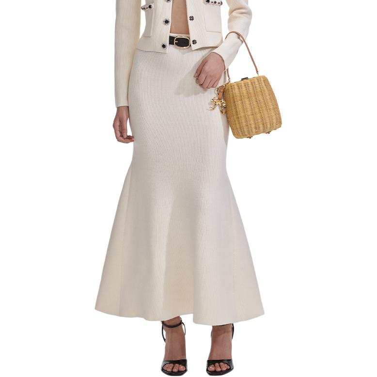 Self-portrait Self portrait Casual Long Skirt Women's Ivory White