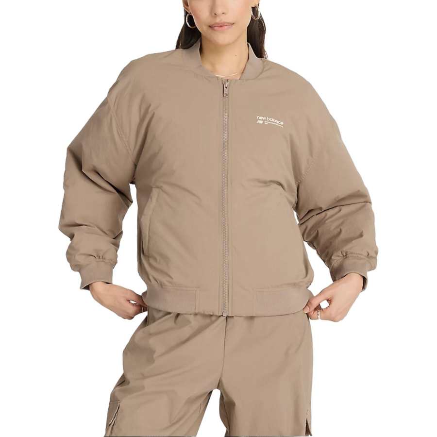 New Balance New Balance LINEAR HERITAGE Woven Bomber Jacket Women's Dark Khaki