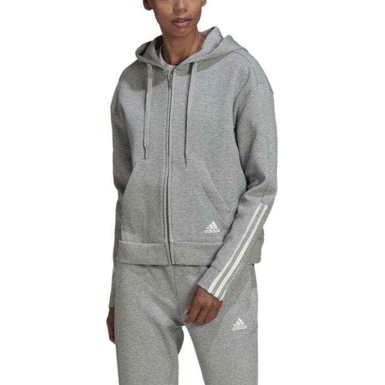 Adidas Adidas Clothing Sweatshirts Women's Gray Hooded Non Detachable Moderate