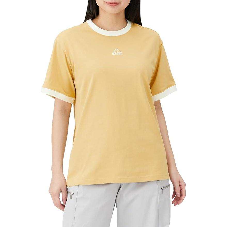 Adidas Adidas T Shirts Women's Yellow Crew Neck Moderate Straight Fit