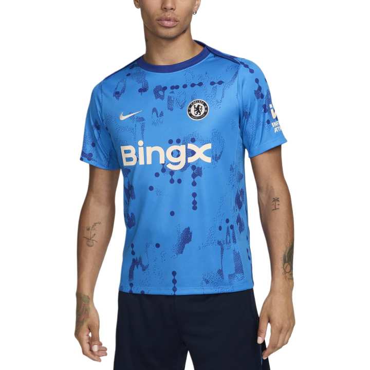 Nike Nike Chelsea SS24 Ootball Short Sleeve Pre Match Top Soccer Jersey Men's Light Blue