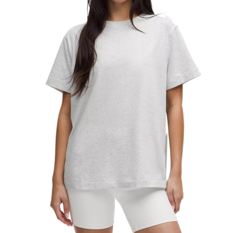 Lululemon All YoursOrganic Cotton Drop Shoulder Sleeve T Shirt Women's Light Gray