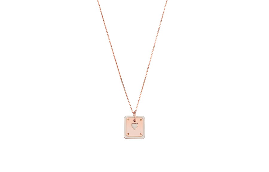 HERMES As De Coeur Metal Necklaces Women's Gray White
