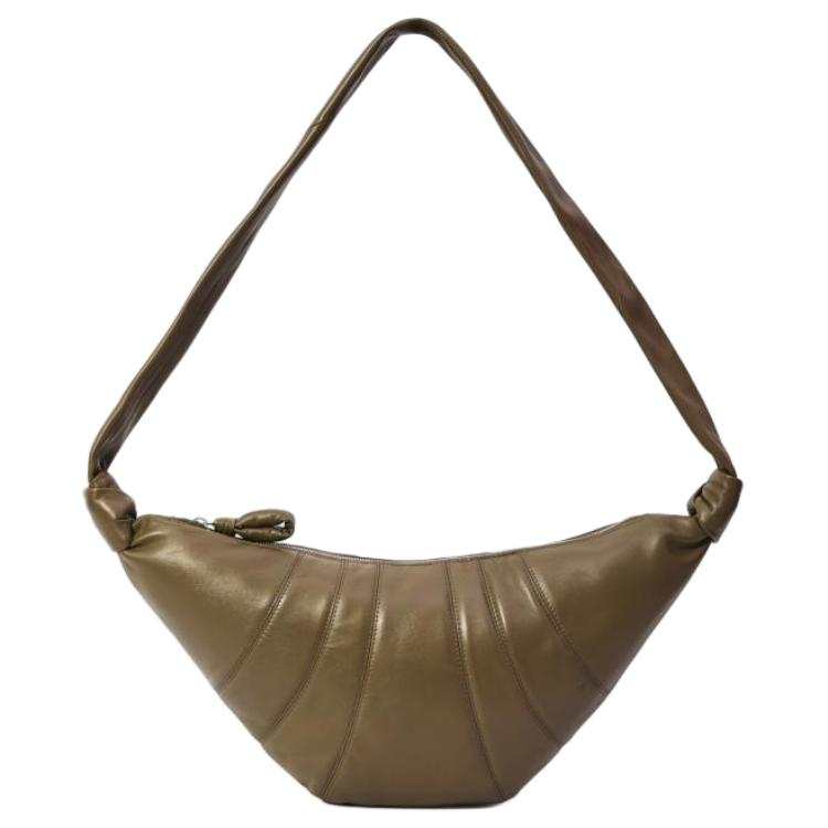 Lemaire Croissant Zip Closure Nappa Sheepskin Leather Ram Horn Croissant Bag Shoulder Bag Medium Women's Dark Khaki