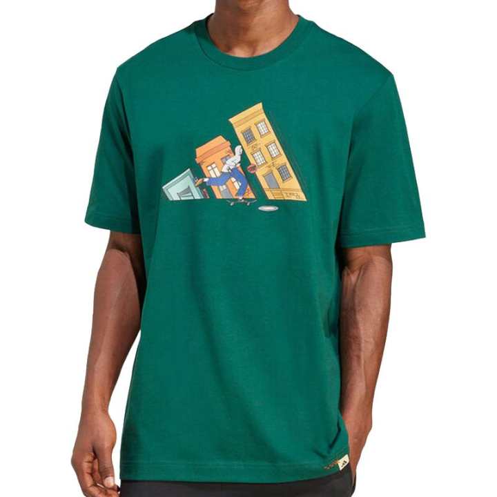 Adidas Adidas T Shirts Men's Green Crew Neck Moderate