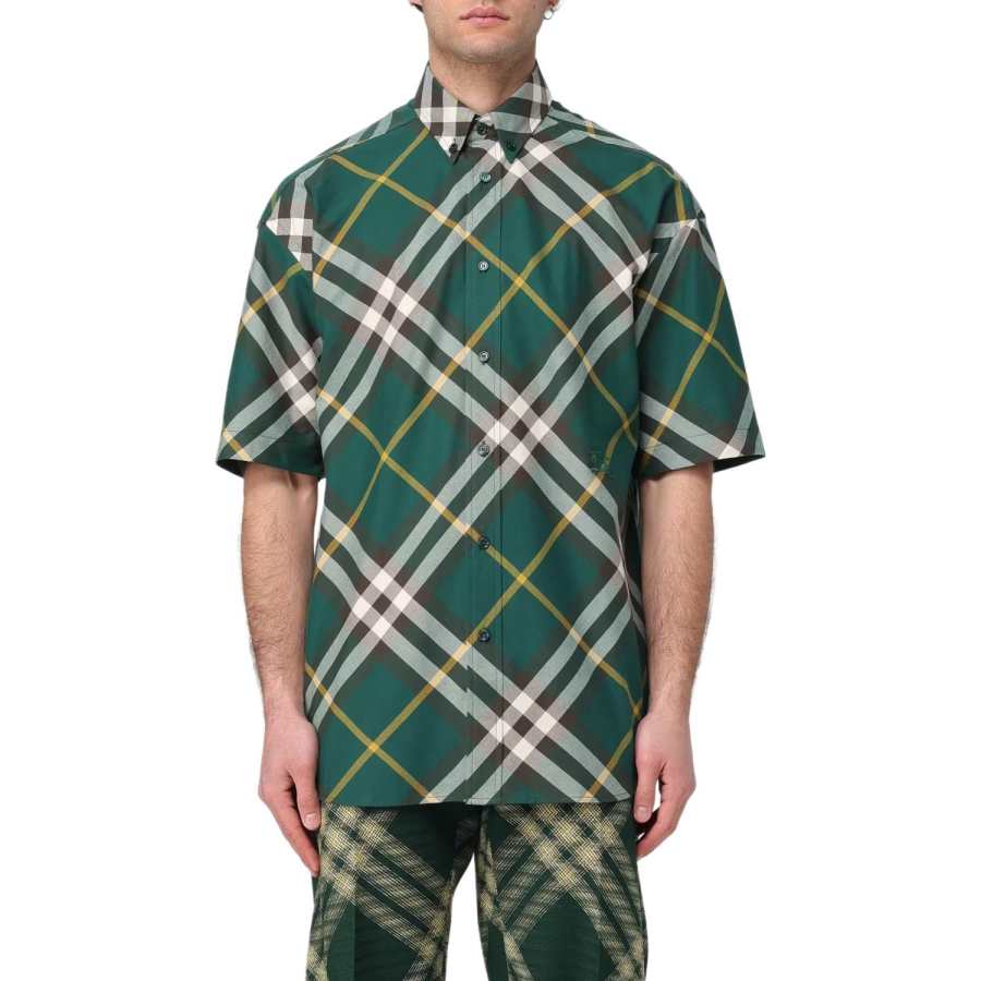 Burberry Logo Embroidered Plaid Checked Shirt