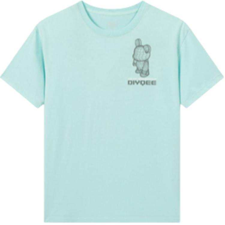 361° T Shirts Men's Light Cerulean Crew Neck Moderate Straight Fit