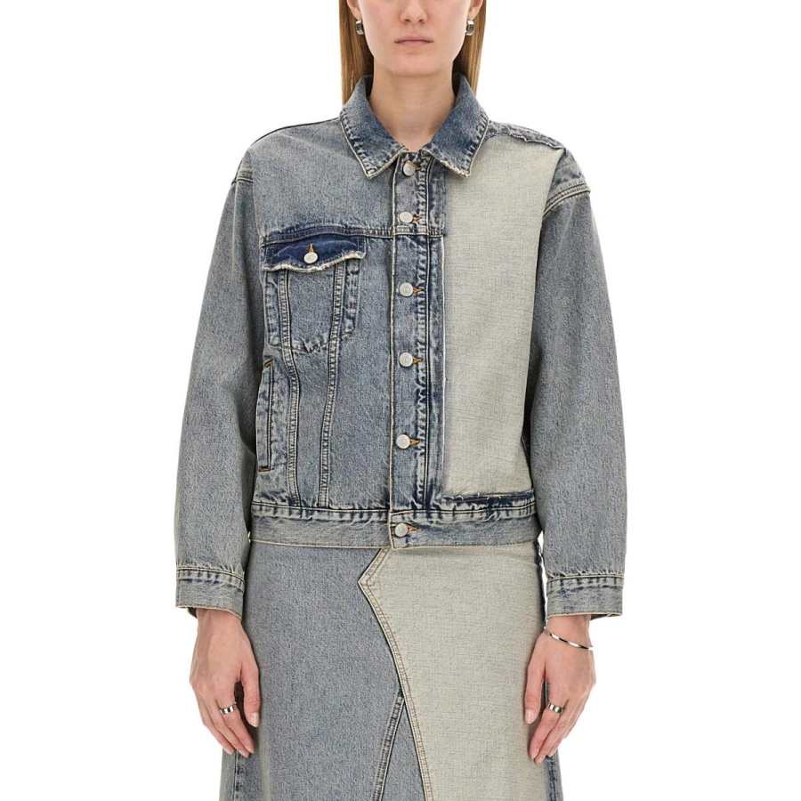 MM6 Maison Margiela Distressed Effect Button Up Denim Jacket