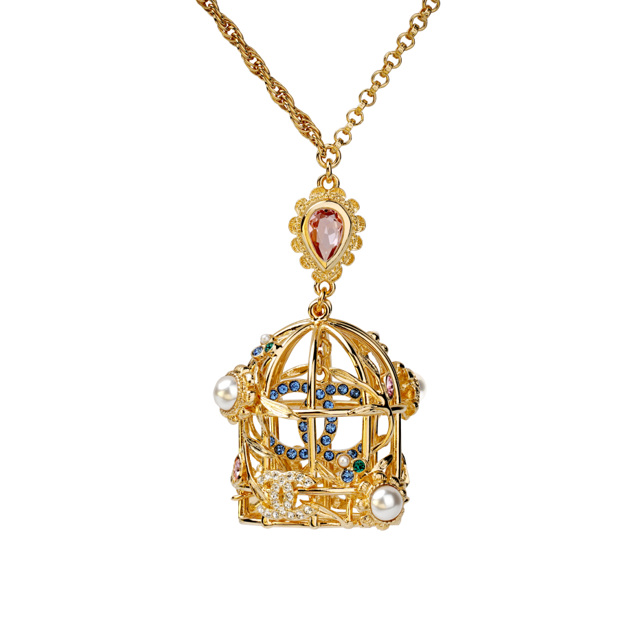 CHANEL Double C Metal, Glass Pearl, Rhinestone Necklaces Women's Gold