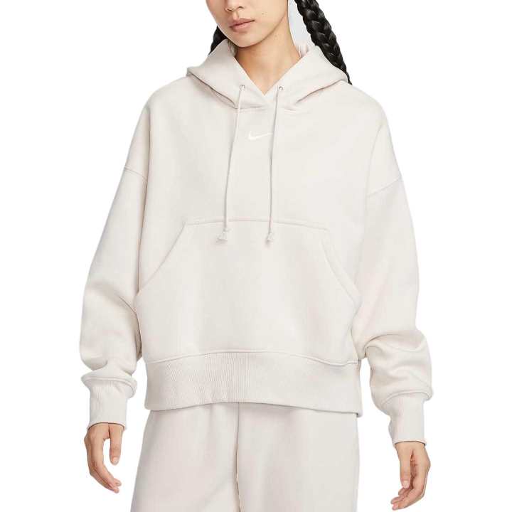 Nike Nike Sportswear Phoenix Fleece Brand Logo Embroidery Fleece Lined Pullover Hooded Sweatshirt Women's Sail White