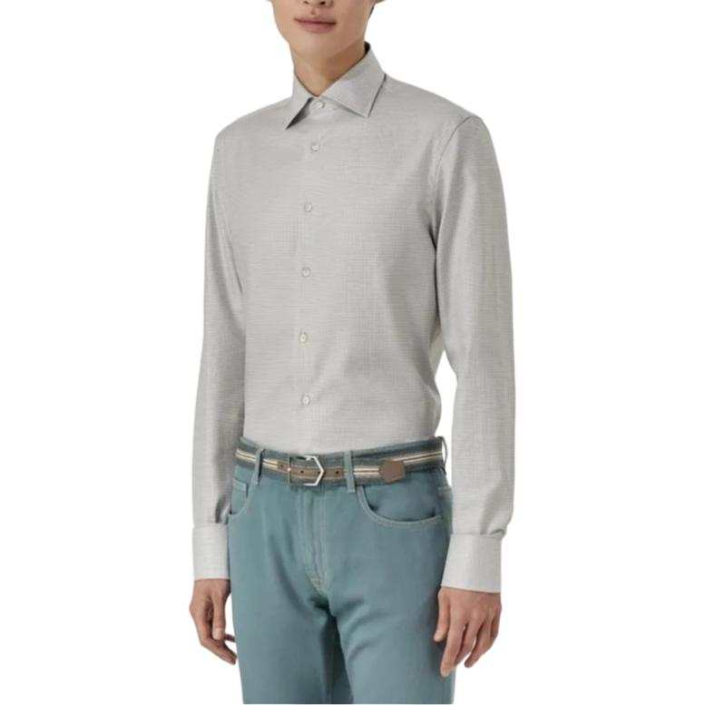 Canali Canali Shirts Men's Gray Half Open Collar Moderate