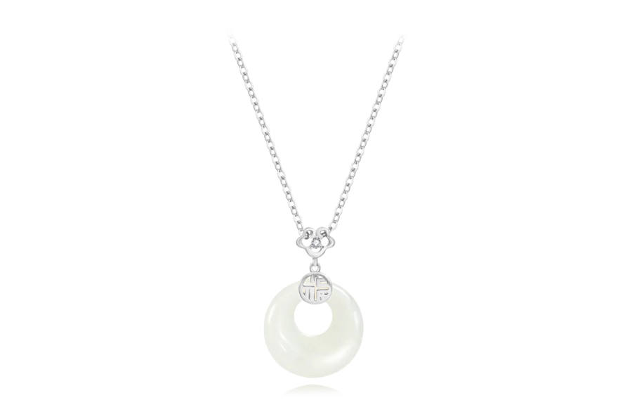 Muyan Auspicious Peace Buckle Jade Necklace Women's