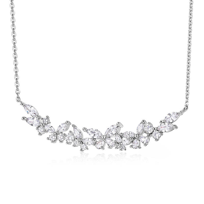 KADER 925 Sterling Silver Synthetic Cubic Zirconia Necklaces Women's Silver White