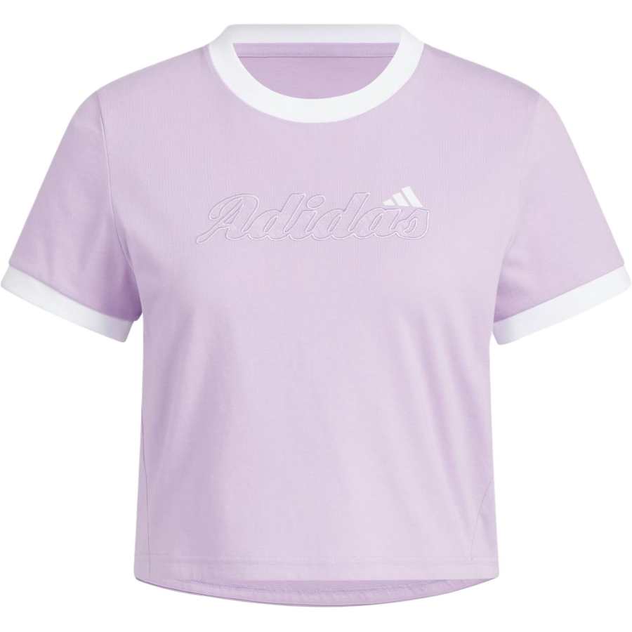 Adidas Adidas T Shirts Women's Powder Plum Purple Crew Neck Moderate Straight Fit