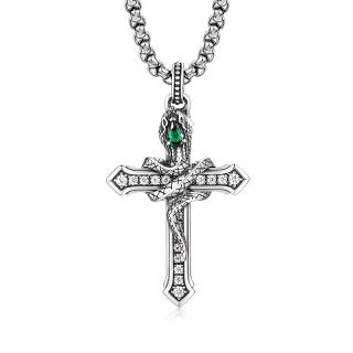IDEAGEMER 925 Sterling Silver Glass Necklaces Men's