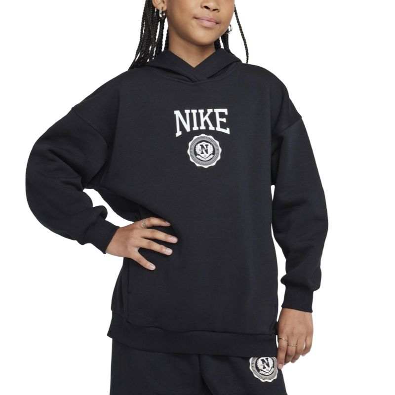 Nike Nike Sweatshirt Sportswear Club FLEECE Soft And Comfortable Hooded Loose Fit Thermal Fleece Lined Black/White Teenagers