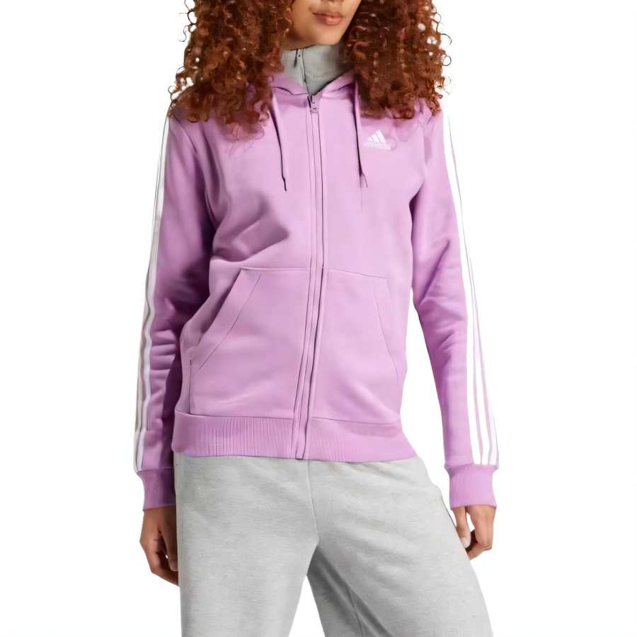 Adidas Adidas Free Shipping With AdiClub Essentials 3 Stripes Full Zip Fleece Hoodie