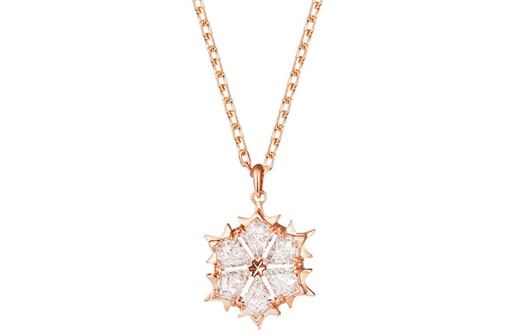 Swarovski Magic Snowflake Faux Crystal Stone Necklaces Women's Rose Gold/White