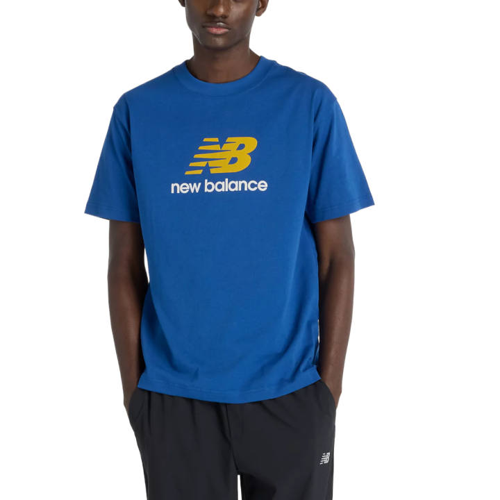 New Balance New Balance T Shirts Men's Blue Crew Neck Moderate Straight Fit