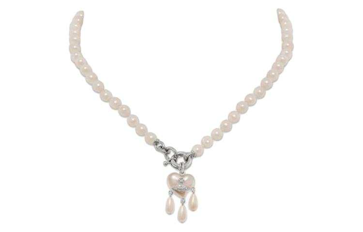 Vivienne Westwood Recycled Brass, Glass Pearl Necklaces Unisex Silver