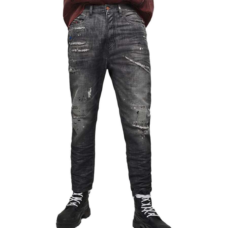 DIESEL Jeans Men's Gray Moderate Tapered Pants