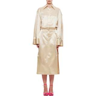 The Attico Charla Drop Shoulder Satin Shirt Dress