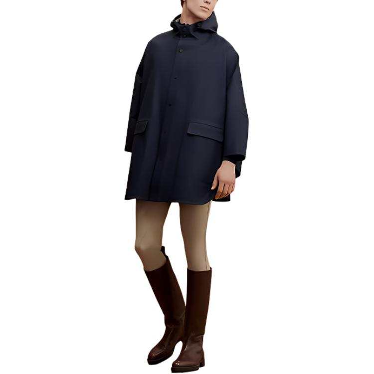 HERMES HERMES Cloaks Unisex Navy Blue Moderate