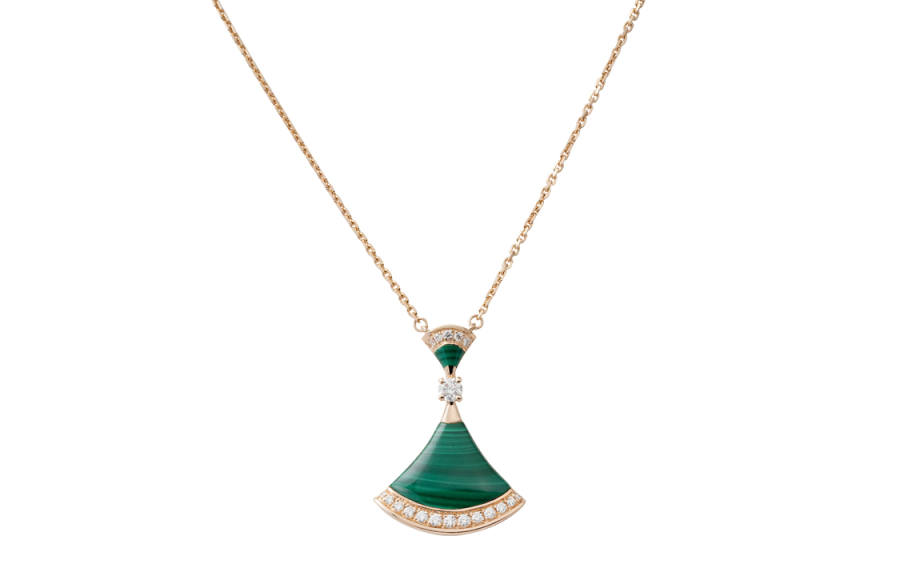 BVLGARI Pre Owned 10's 18kt Rose Gold Diva Dream Malachite And Diamond Necklace