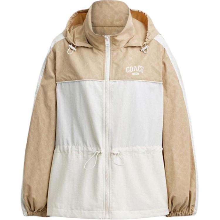 COACH Jackets Women's Chalk Multicolor Hooded Detachable Moderate Other