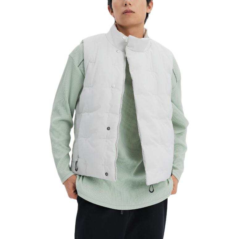 DECATHLON Vests Men's Ecru Stand Collar Moderate Urban Techwear