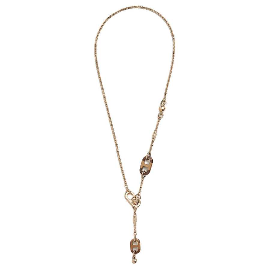 HERMES Sur Mer Metal Necklaces Women's Gold